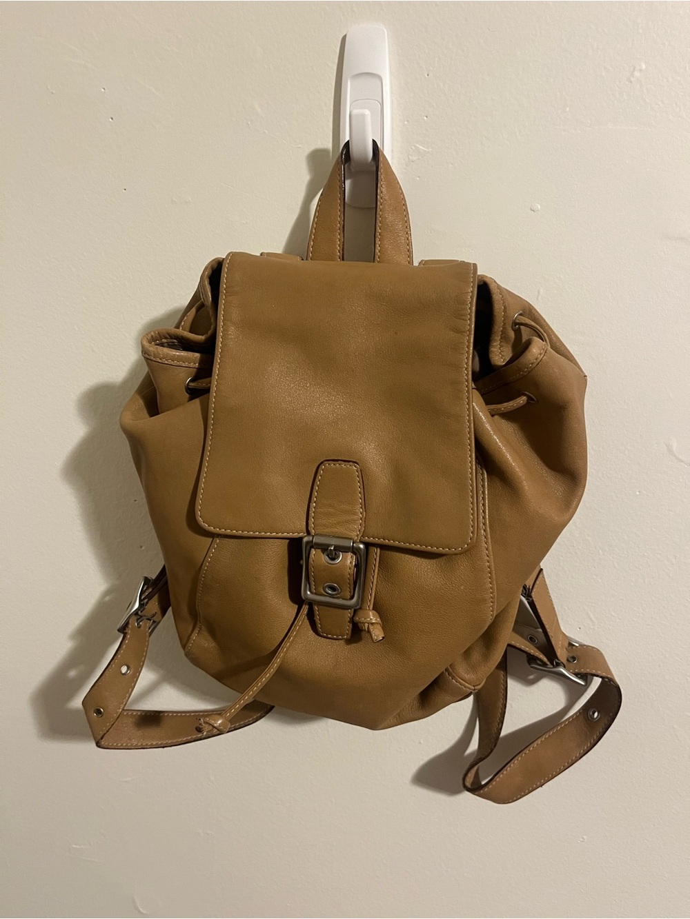 Coach Caramel Leather Backpack with Logo Tag